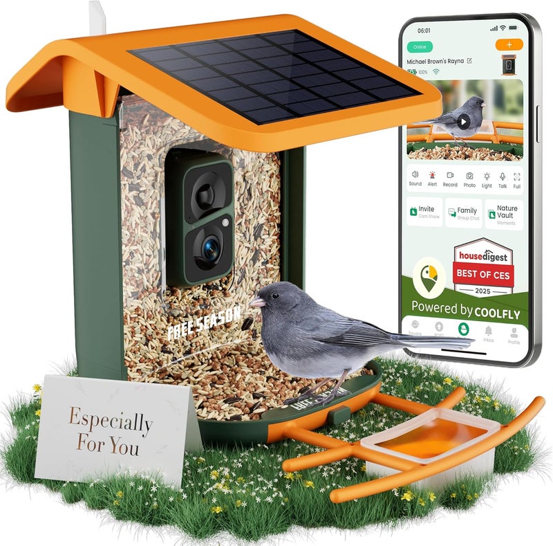 RichBird Smart Bird Feeder with Camera, Solar Powered, Free AI Identify Auto Video Capture & 2K HD Video Bird Feeders for Outdoors with SD Card, Gift for Birdlover - Image 1